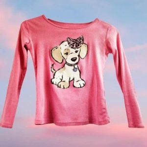 Women's Y2K Cute Pink Puppy Long Sleeve Crop Tops Casual Slim Fitted Teen Girls